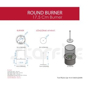 17,5'luk Yuvarlak Burner (Camlı)