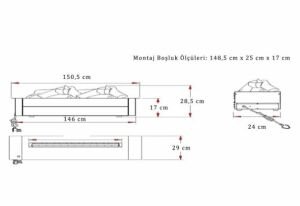 150 cm (3 Boyutlu) Elektrikli Şömine